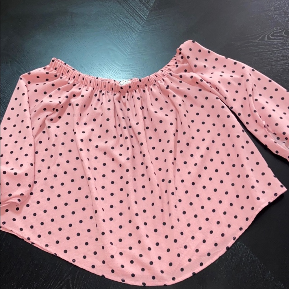 Pink with black dots top